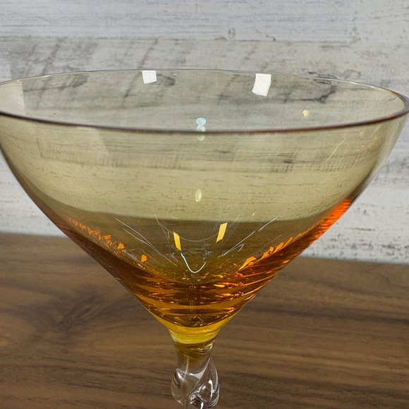 Vintage Martini Glasses Bohemian Style with Twisted Stems Mid Century Lot of Two - Picture 4 of 8